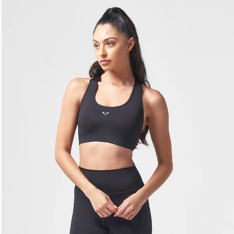 Yoga Bar with Cranberries -Essential Medium Impact Bra - Black
