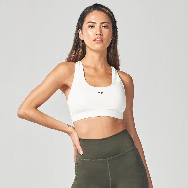 Yoga Bar with Pea Protein -Essential Medium Impact Bra - Pearl White
