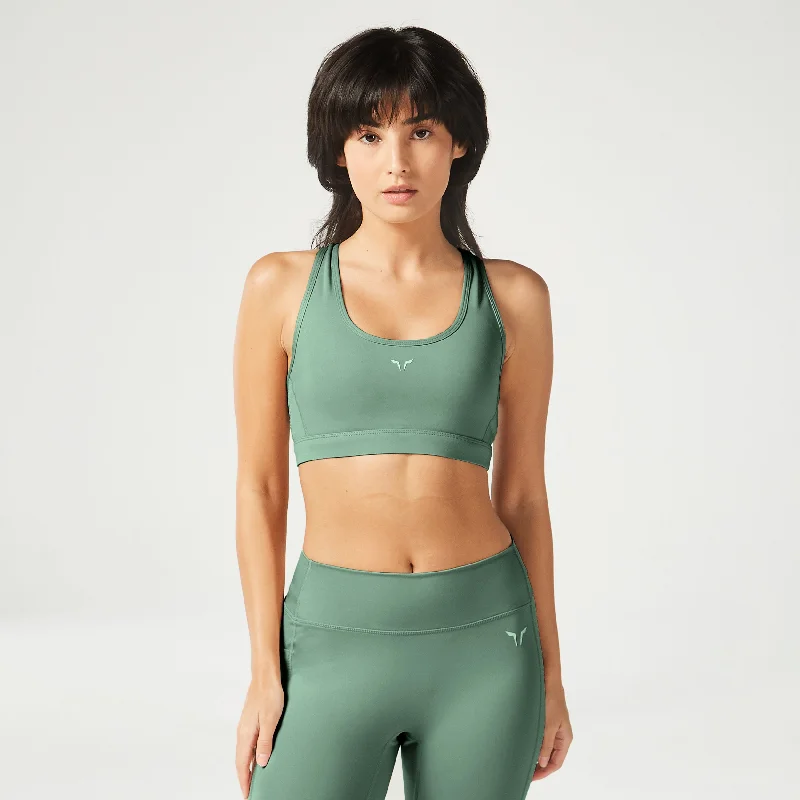 Yoga Bar for Enhanced Stamina -Essential Medium Impact Bra - Dark Forest