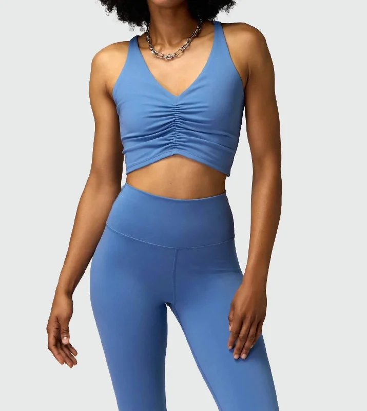 Yoga Bars for Endurance and Power -Everly Twist Back Sports Bra In Pacific Blue