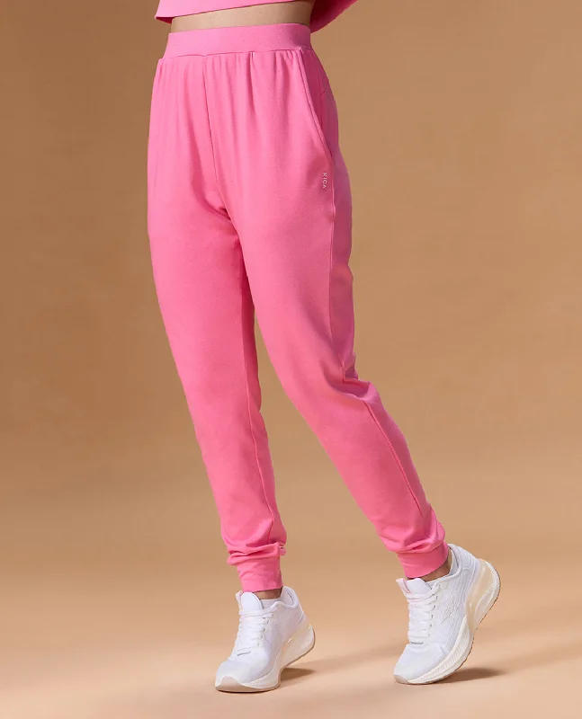 Yoga Bars for Busy Athletes -Extra Soft Cotton Track Pants Pink