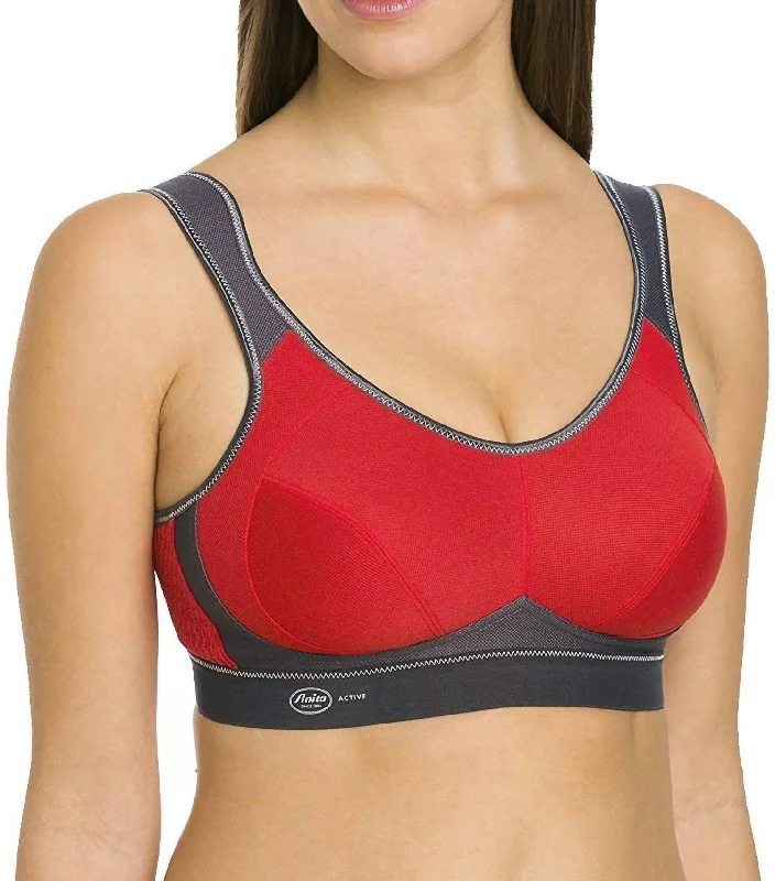 Yoga Bars for On-the-Go Energy -Extreme Control Wireless Sports Bra In Red/anthracite Yoga Bars for On-the-Go Energy -Extreme Control Wireless Sports Bra In Red/anthracite