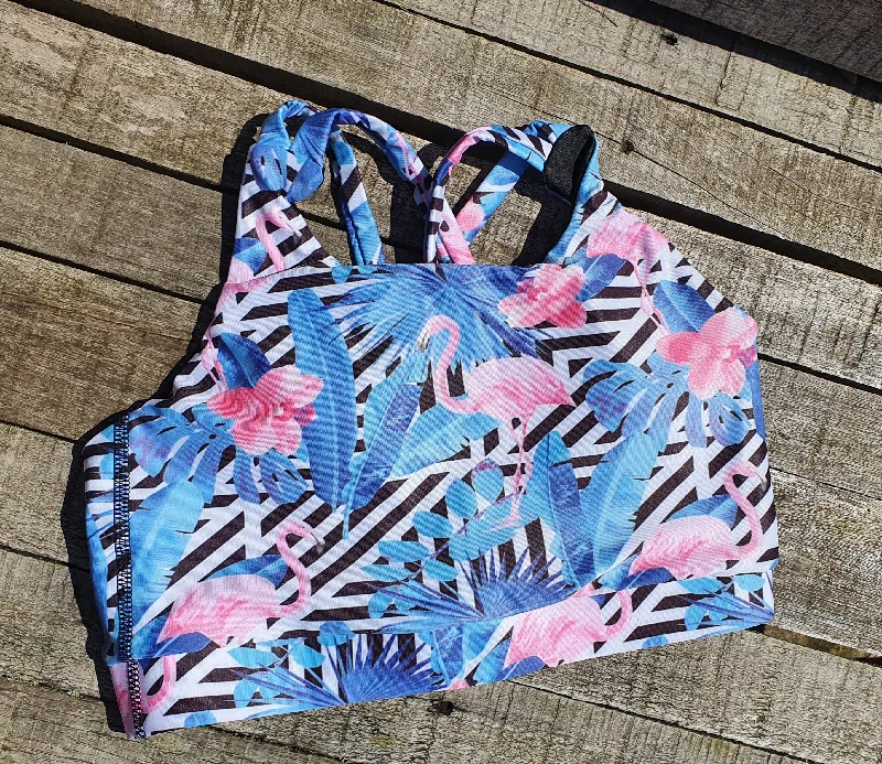 Yoga Bar with Matcha -HI Sports Bra - Flamingos