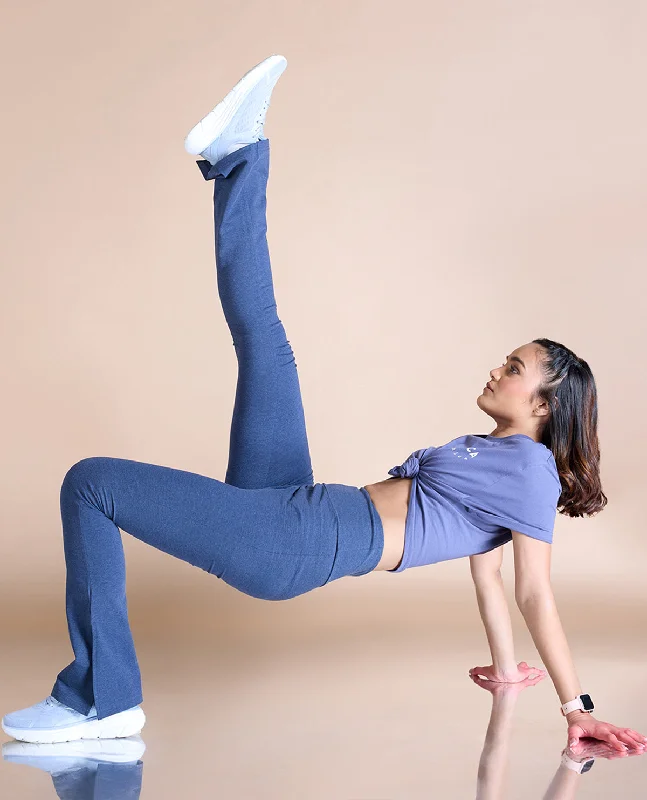 Yoga Bar with Sunflower Seeds -Women High Waist Cotton Side Slit Flared Pants
