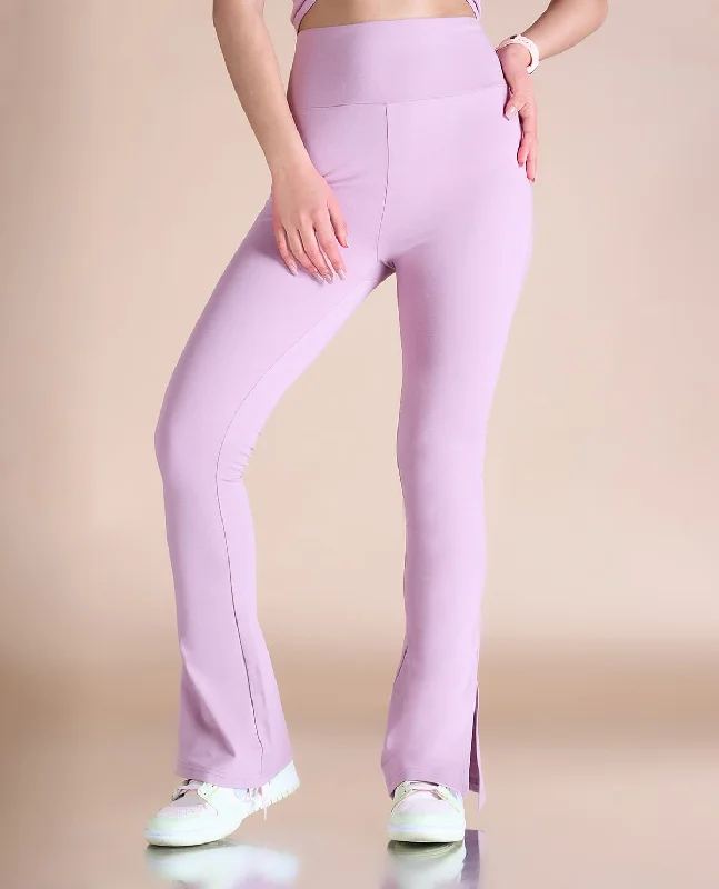 Yoga Bar with Protein and Carbs -Women High Waist Cotton Side Slit Flared Pants