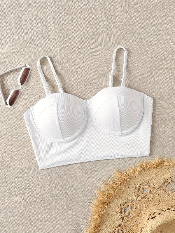 Yoga Bar with Raw Cacao -Flaunt Your Curves in Our Adjustable Plus Size Bikini Top - Solid Color, High Stretch Fabric!