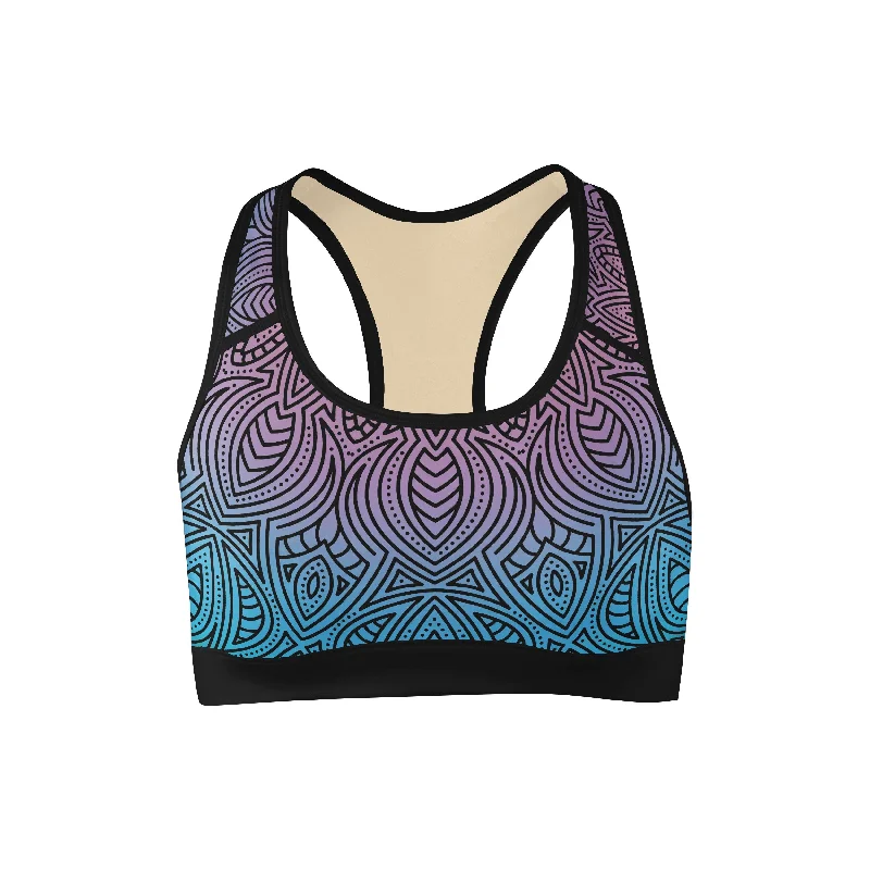 Yoga Bar with Protein and Hydration -Fluorescent Mandala Sports Bra