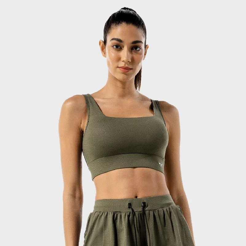 Yoga Bar for Flexibility and Strength -Flux Bra - Khaki & White