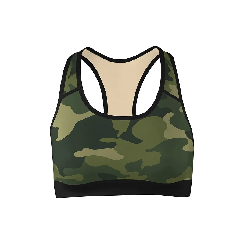 Yoga Bar for a Balanced Breakfast -Forest Camo Sports Bra