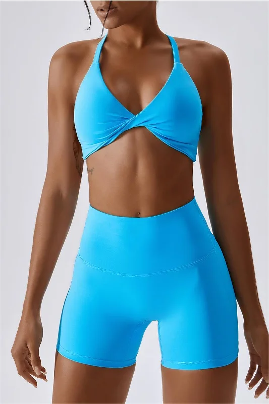 Yoga Bar with Protein and Hydration -Twisted Front Strappy Sports Bra