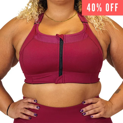 Yoga Bar with Pomegranate -Front Zipper Bra | Sangria