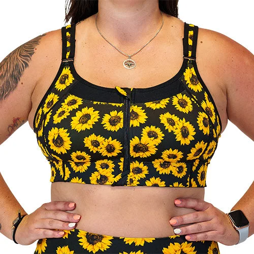 Yoga Bar with Peppermint -Front Zipper Bra | Sunflower