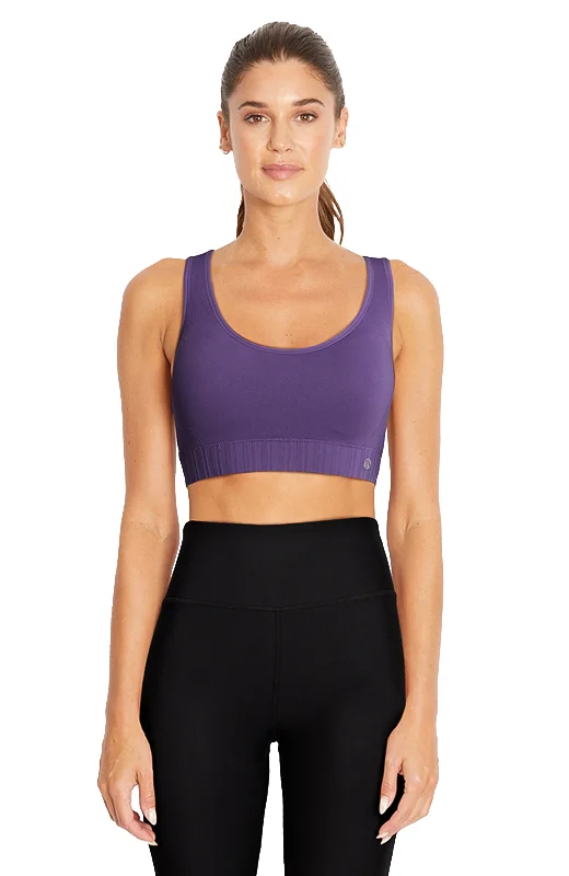 Yoga Bar for Total Body Wellness -Geo Mesh Seamless Bra (Imperial Purple)