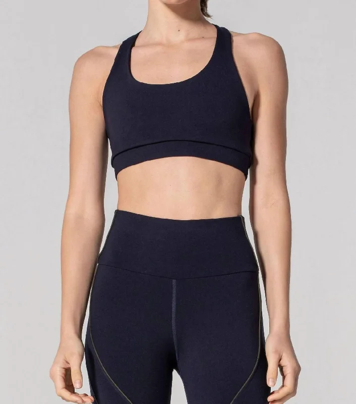 Protein Yoga Bar with Cacao -Get In Line Sports Bra In Navy