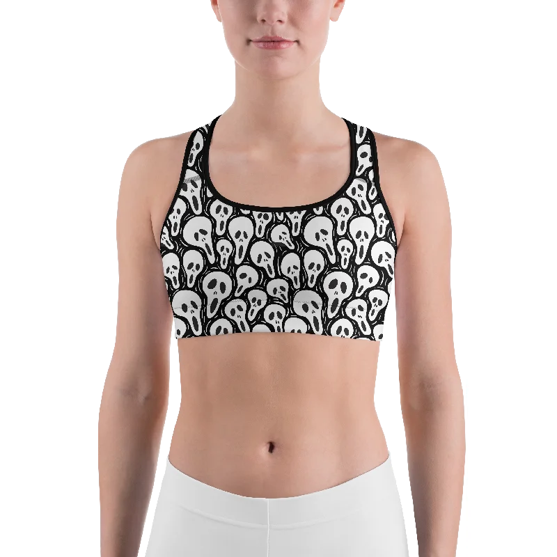 Yoga Bar with Blueberries -Ghost Face Sports Bra