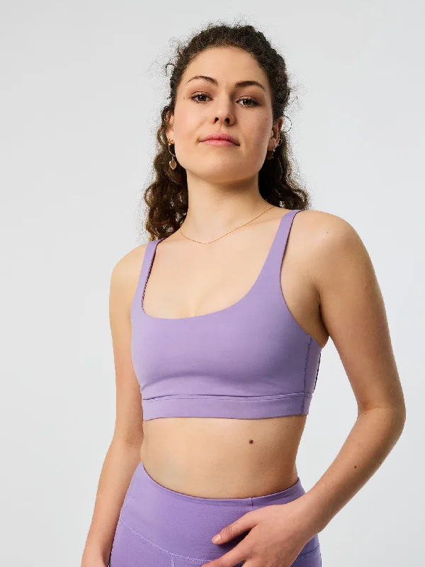 Yoga Bar with Healthy Fats -Girlfriend Collective Andy Split Spra Bra - Cosmos