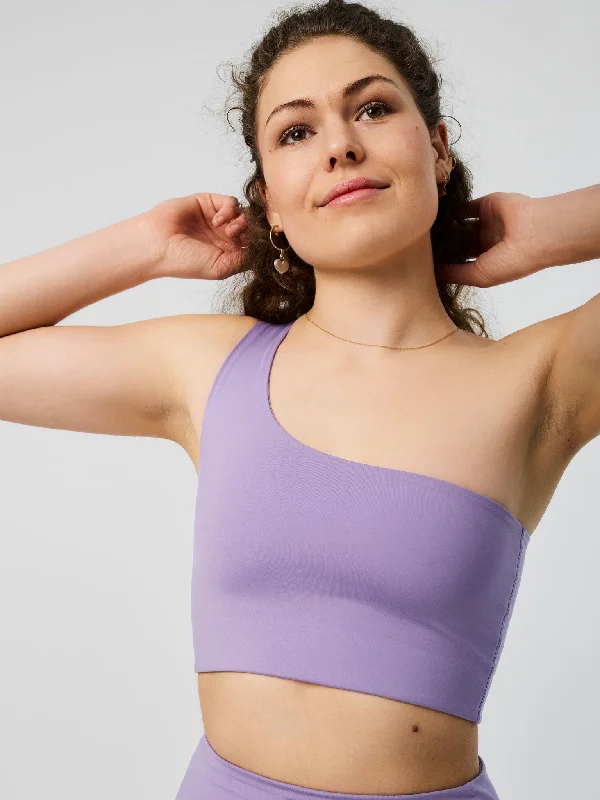 Energy Yoga Bar for Yoga Practice -Girlfriend Collective Bianca One Shoulder Bra - Cosmos