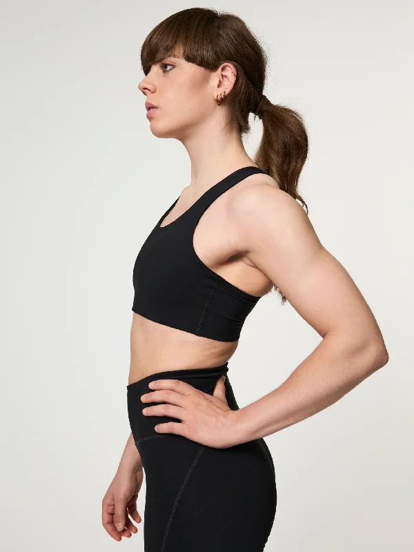 Best Yoga Bar with Nut-Free Options -Girlfriend Collective Simone High Support Bra - Black