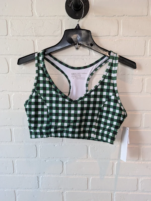 Yoga Bar for Pre-Workout Energy -Green & White Athletic Bra Cmc, Size M
