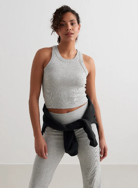 Yoga Bar with Raw Cacao -Grey Melange Ease Ribbed Tank Top
