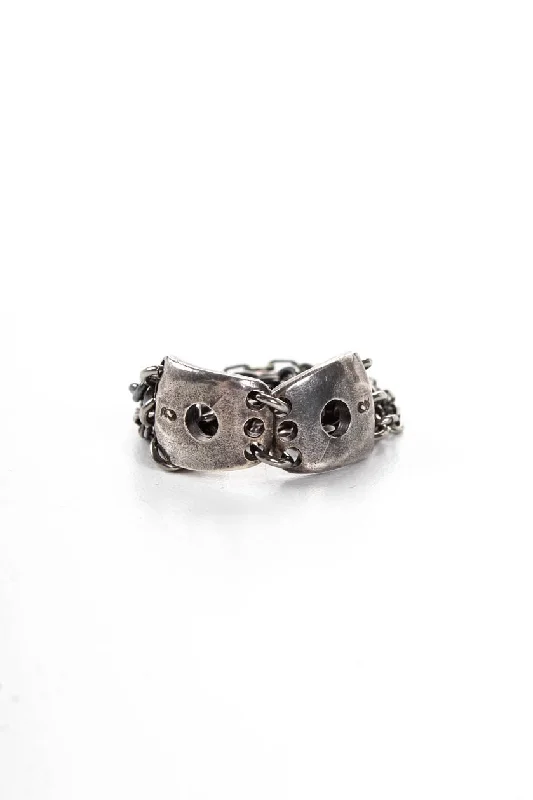 Yoga Bar with Agave -Gunda Womens Sterling Silver Gunmetal Tone Multichain Ring
