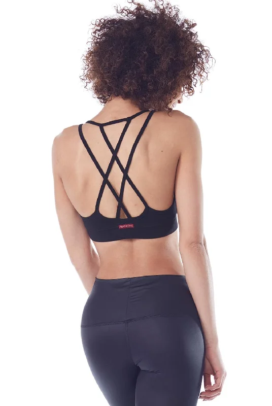 Yoga Bar for Healthy Skin and Hair -Hard Tail Double Cross Bra - Black