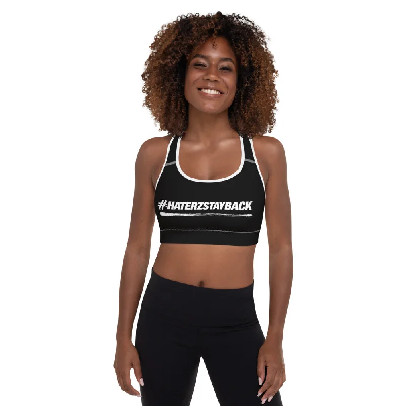 Yoga Bar with Fruit -#HaterzStayBack Sports Bra (Black)