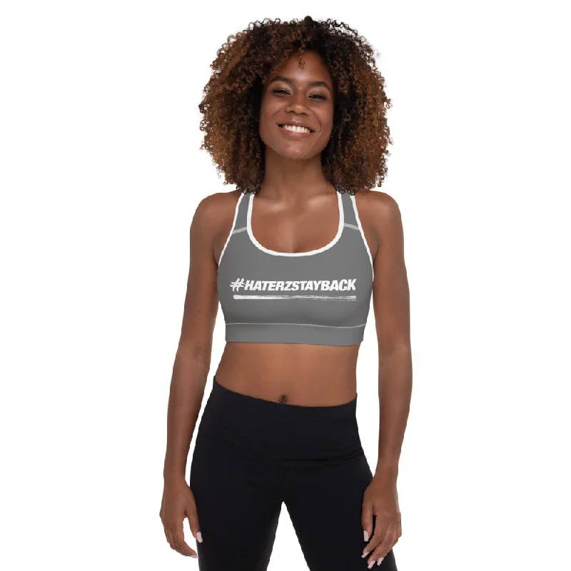 Yoga Bar for Protein and Prebiotics -#HaterzStayBack Sports Bra (Grey)
