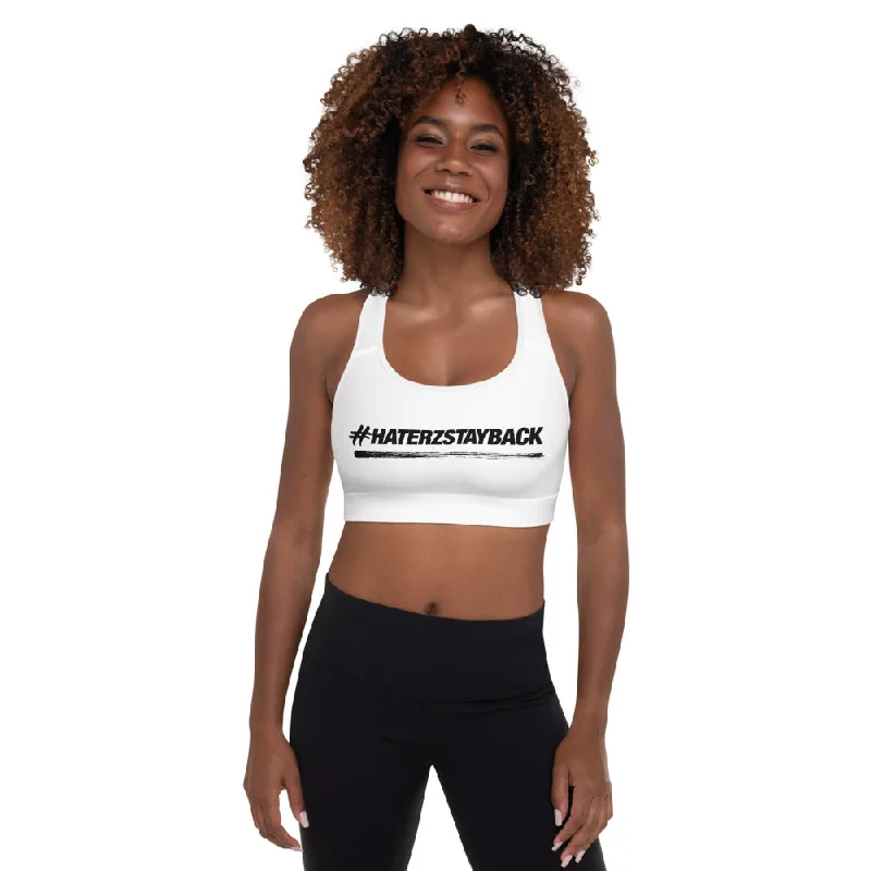 Sugar-Free Yoga Bars -#HaterzStayBack Sports Bra (White)