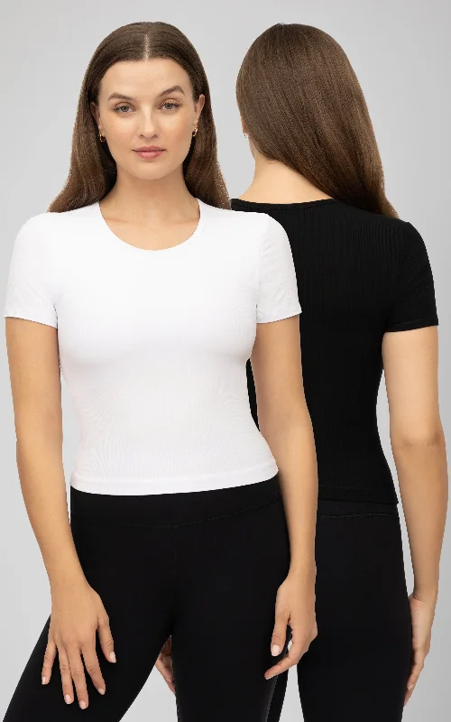 Yoga Bar with Macadamia Nuts and Chocolate -2 Pack Heavenly Rib Tara Cropped Short Sleeve Shirt with Built in Bra