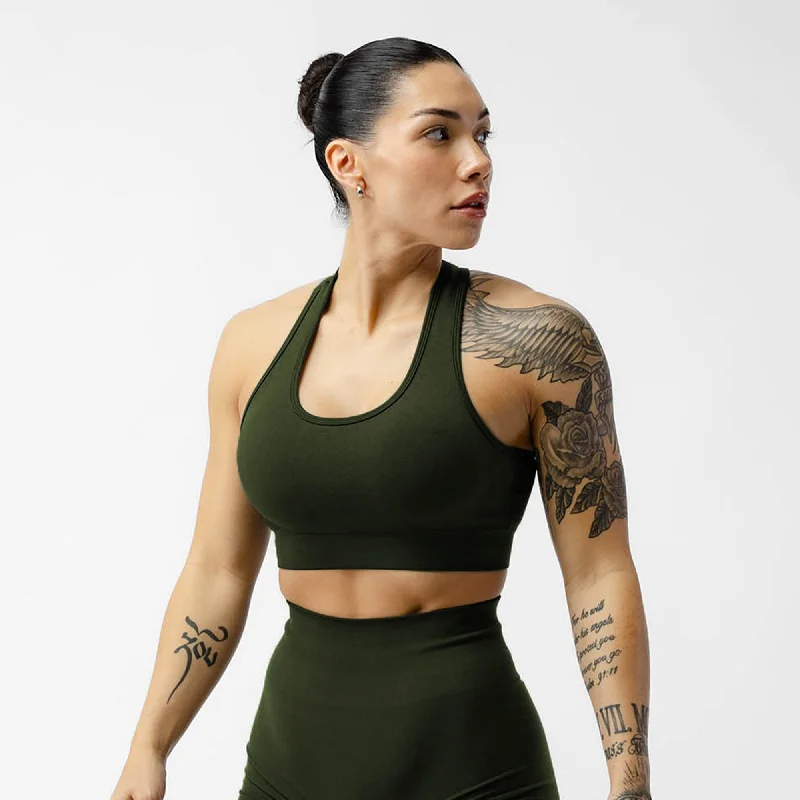 Yoga Bars with Healthy Sugars -Heritage Bra - Ranger Green
