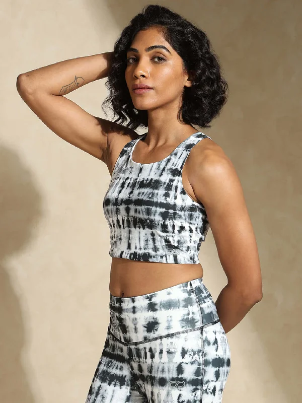 Yoga Bars for Yoga and Pilates -High Impact Action Bra With Clasp Black Shibori