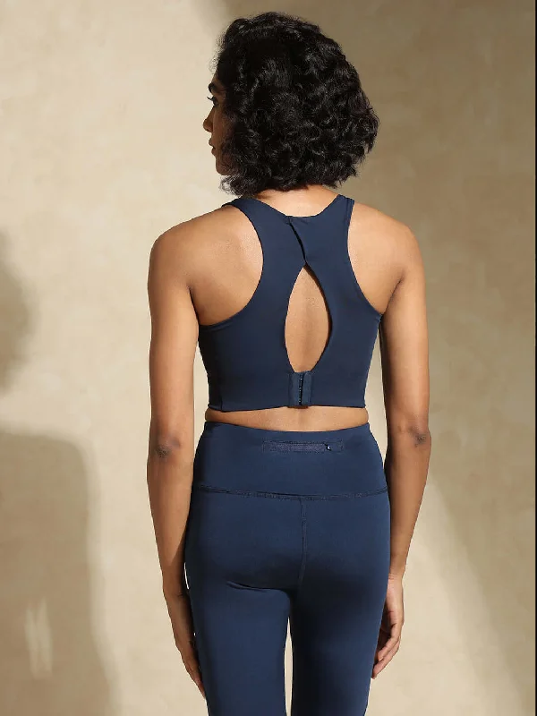 Best Yoga Bar with Nut-Free Options -High Impact Action Bra With Clasp Navy