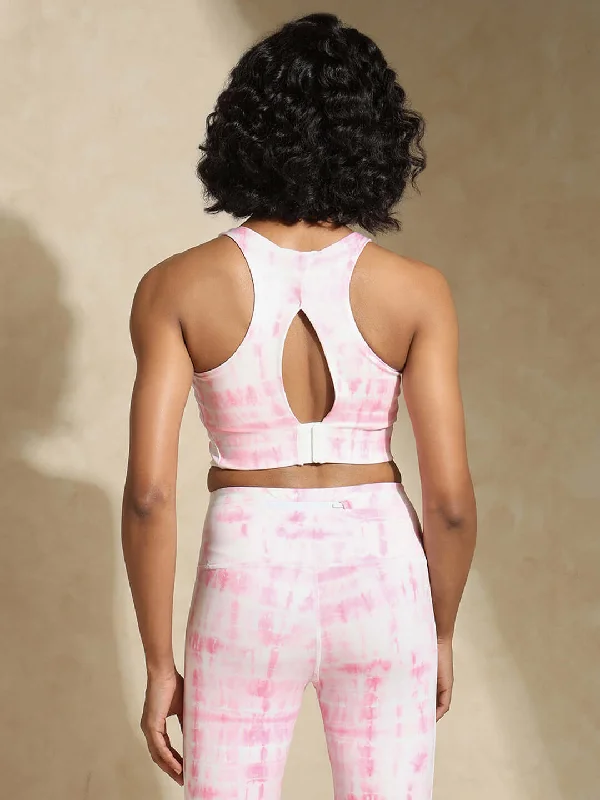 Yoga Bars for Skin Health -High Impact Action Bra With Clasp Pink Shibori