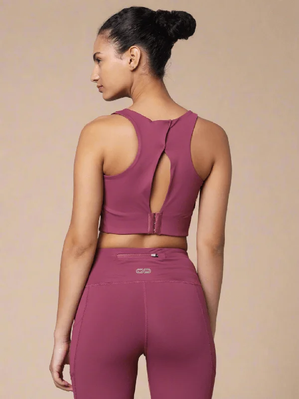 Yoga Bar for Better Flexibility -High Impact Action Bra With Clasp Tulip Wood