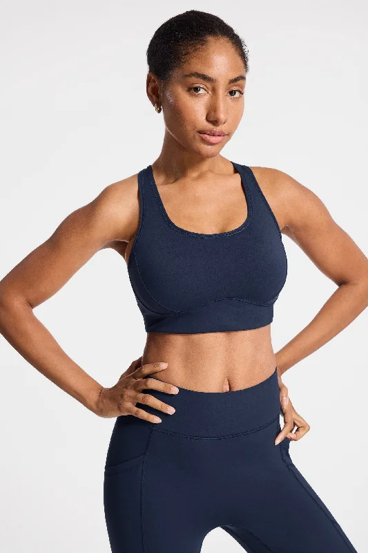Yoga Bar with Plant-Based Ingredients for Clean Energy -High Impact Bra - Navy Blazer
