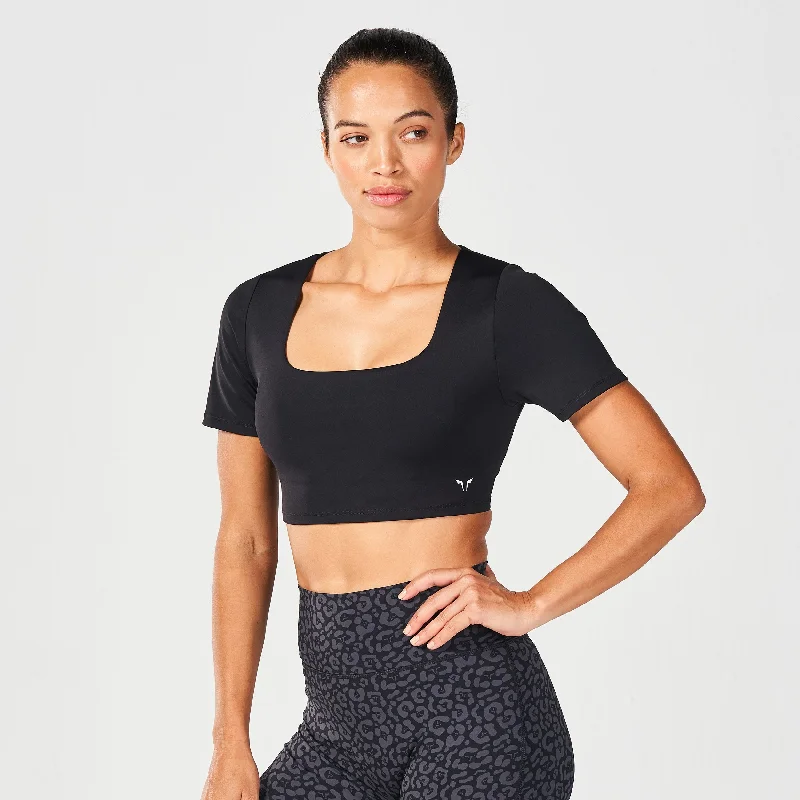 Yoga Bar for Clean Energy Boost -High Impact Built-In Bra Top - Black