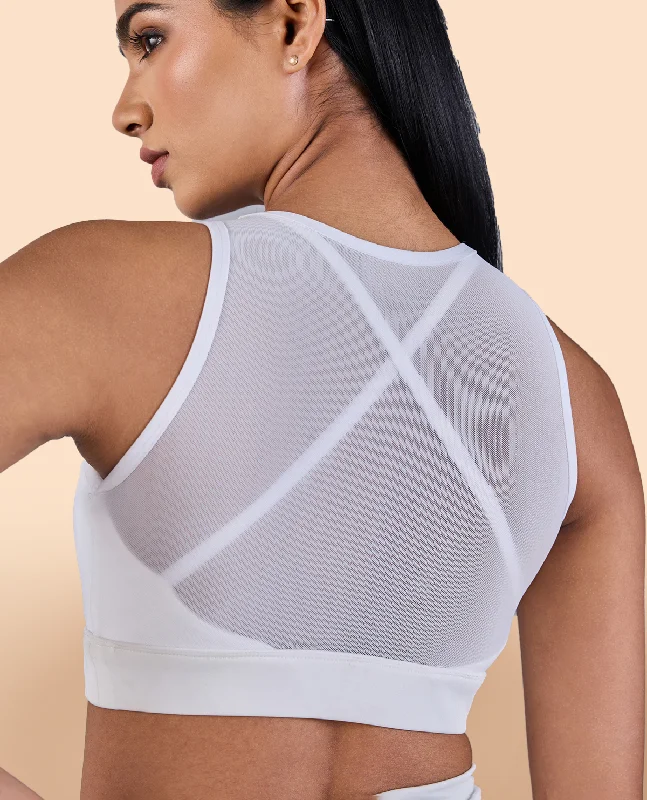 Yoga Bar for Healthy Digestion -High Impact and Full Coverage Mesh Sports Bra