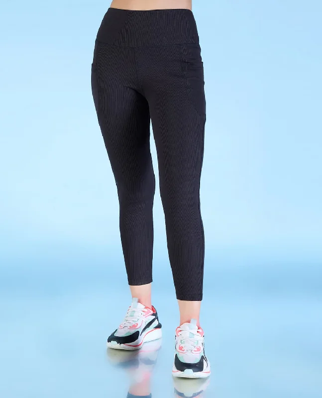 Yoga Bar with Real Food Ingredients -Ribbed High Waisted Leggings Black