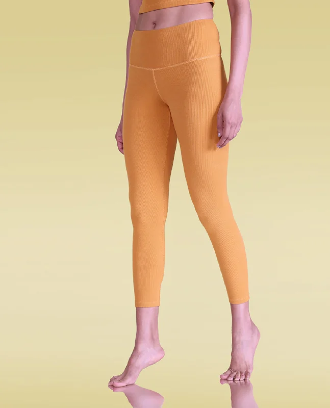 Yoga Bar with Acai for Energy -Ribbed High Waisted Leggings Yellow