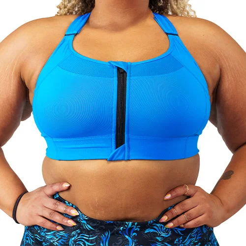 Yoga Bar with Plant-Based Sweeteners -Front Zipper Bra | Ice Blue