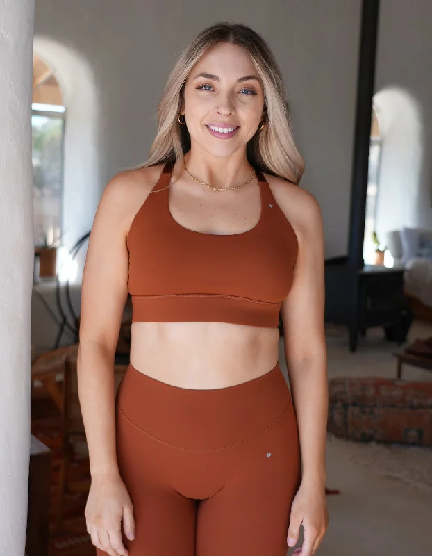 Yoga Bar for High-Intensity Training -Impact Sports Bra - Terracotta