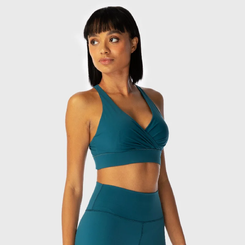 Yoga Bar with Chia Pudding -Infinity Adjustable Wrap Bra - Blue Coral