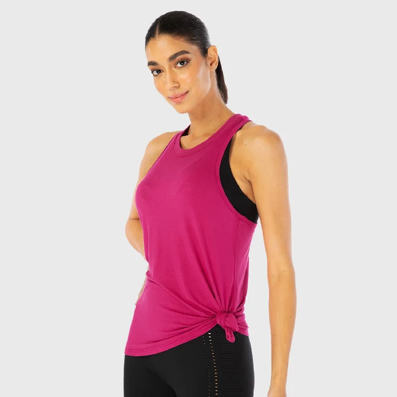 Organic Yoga Bars with High Fiber -Infinity Longline Workout Tank - Festive Fuchsia