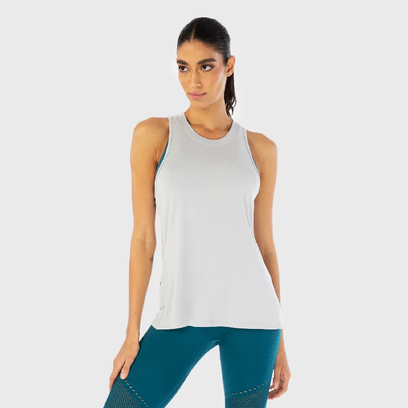 Yoga Bar with Raw Coconut for Energy -Infinity Longline Workout Tank - Light Blue Fog