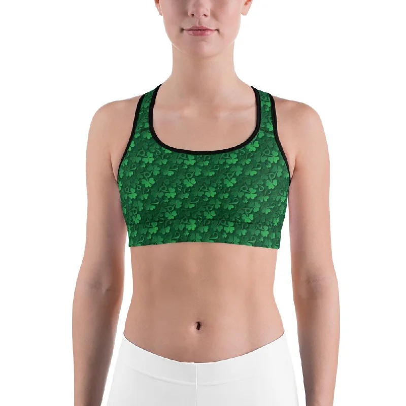 Yoga Bar for Active Women -Irish 3D Shamrocks Sports Bra