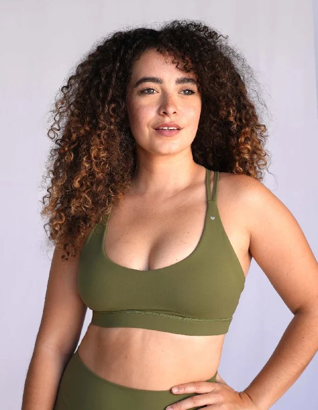 Low-Sugar Vegan Yoga Bars -Johana Sports Bra - Olive Green