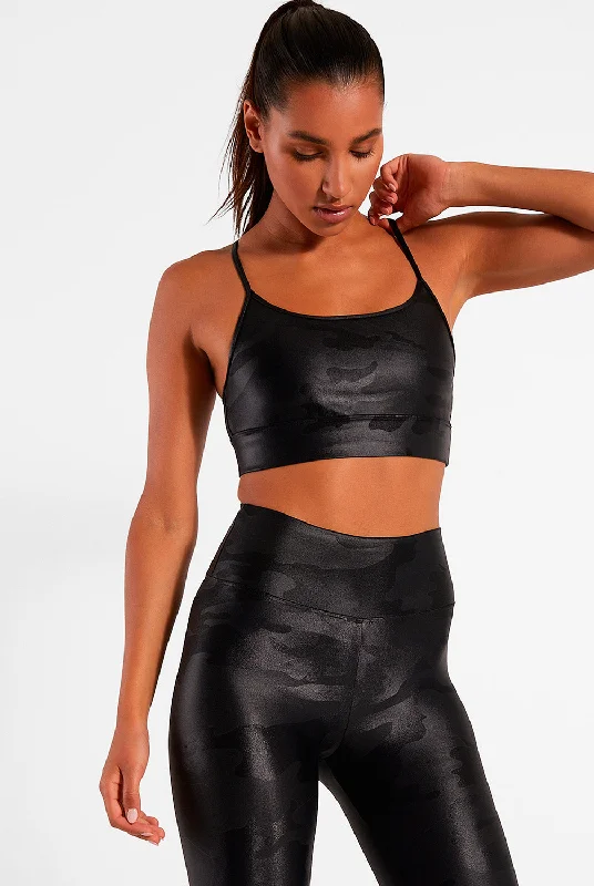 Yoga Bar with Moringa -Koral Activewear Sweeper Sports Bra - Black Camo