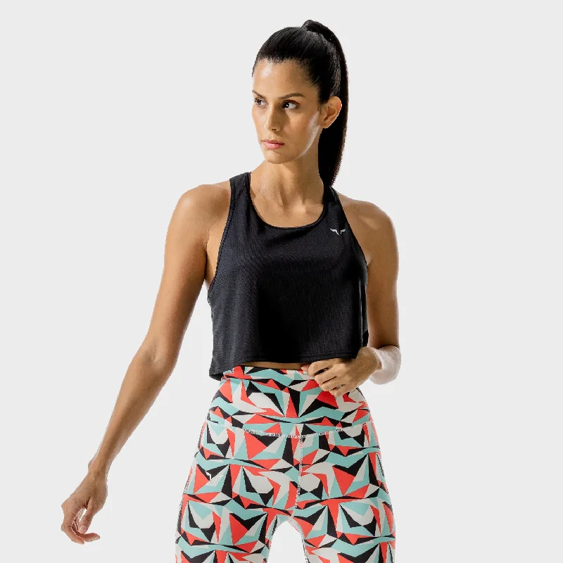 High-Protein Vegan Yoga Bars -LAB360° Crop Tank - Black