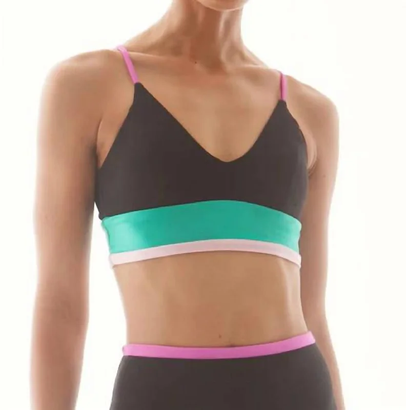 Yoga Bar with Low Sugar Ingredients -Laguna Stripe V Bra In Black/multi